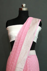 Pink Khaddi Georgette Water Zari Saree