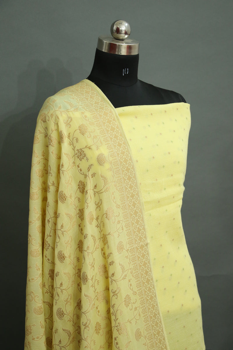 Yellow Cotton banarasi Suit