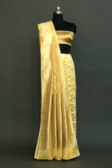 Lemon Khaddi Georgette Meenakari Saree