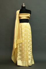 Lemon Khaddi Georgette Meenakari Saree