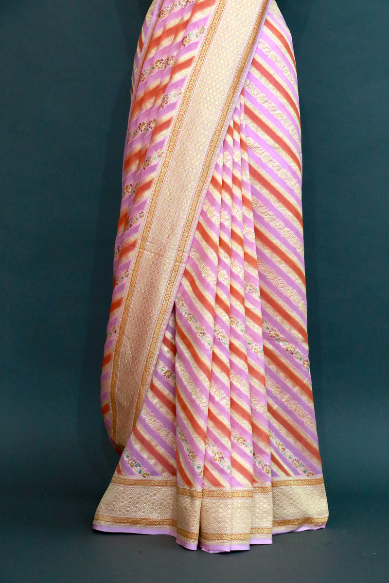 Pink Khaddi Georgette Rangkaat with Meenakari Saree