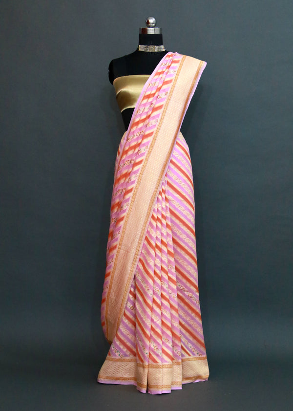 Pink Khaddi Georgette Rangkaat with Meenakari Saree