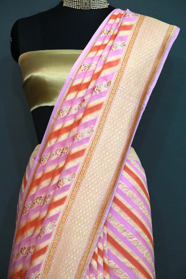 Pink Khaddi Georgette Rangkaat with Meenakari Saree