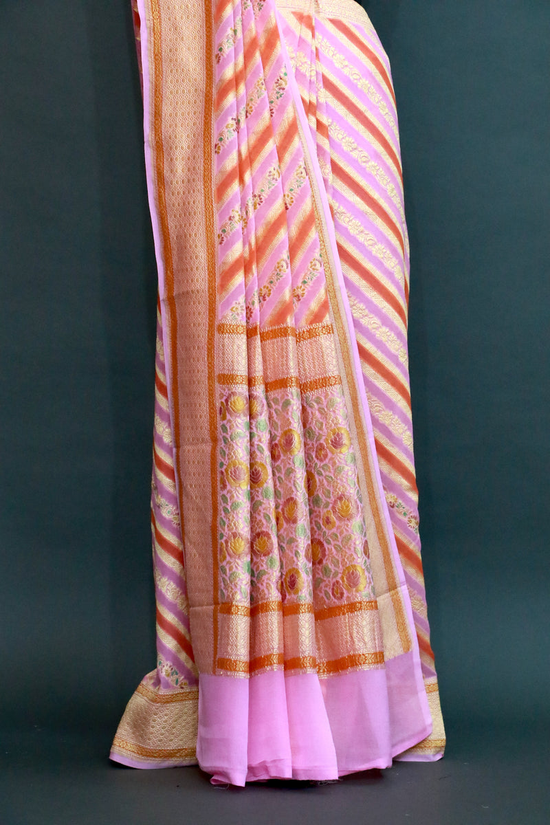 Pink Khaddi Georgette Rangkaat with Meenakari Saree