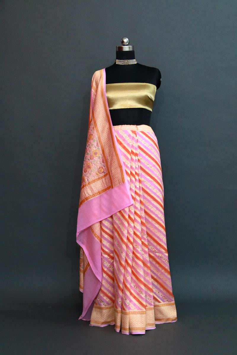 Pink Khaddi Georgette Rangkaat with Meenakari Saree