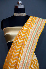 Mustard Khaddi Georgette Meenakari Saree