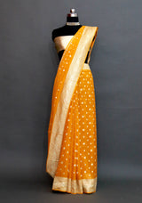 Mustard Khaddi Georgette Cutwork Saree