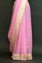 Pink Khaddi Georgette Cutwork Saree