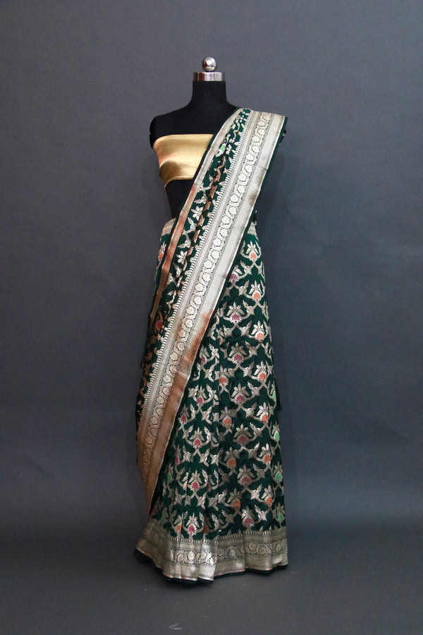 Designer kataan silk meenakaari saree