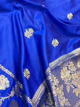 Royal Blue Semi Silk Banarasi Saree