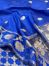 Royal Blue Semi Silk Banarasi Saree