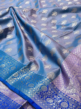 Blue Semi Silk Banarasi Saree
