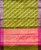 Mehandi Green Semi Silk Banarasi Saree