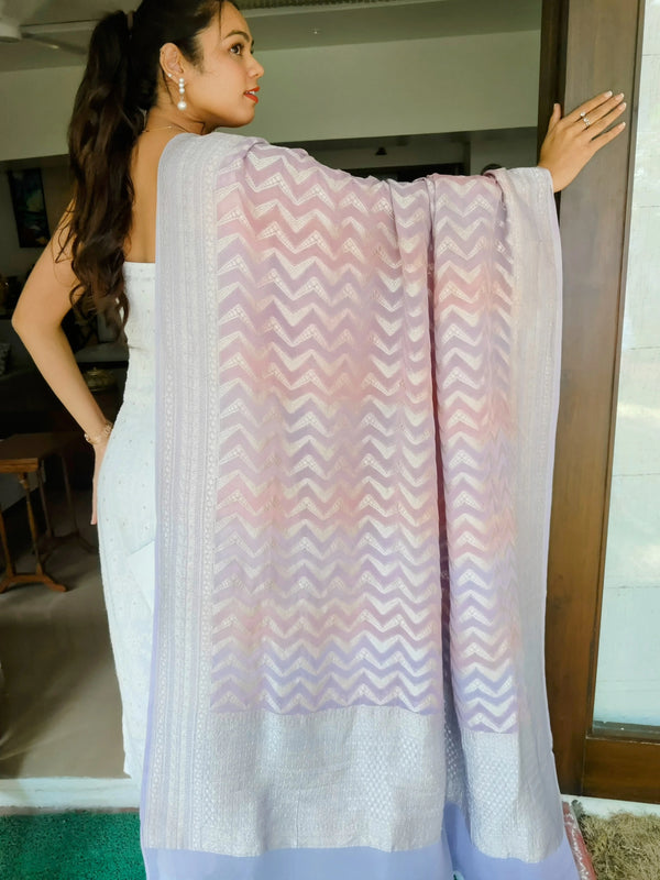 Khaddi Georgette Pure Silk Zig Zag Dupatta