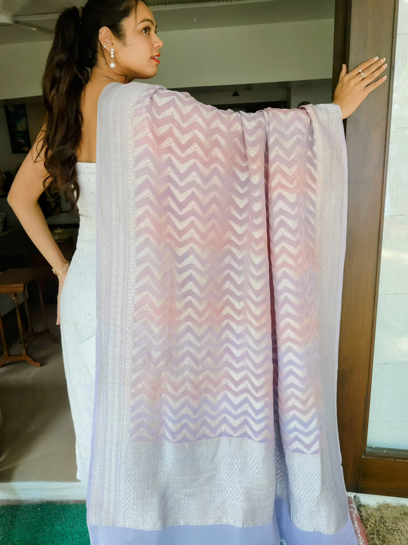 Khaddi Georgette Pure Silk Zig Zag Dupatta