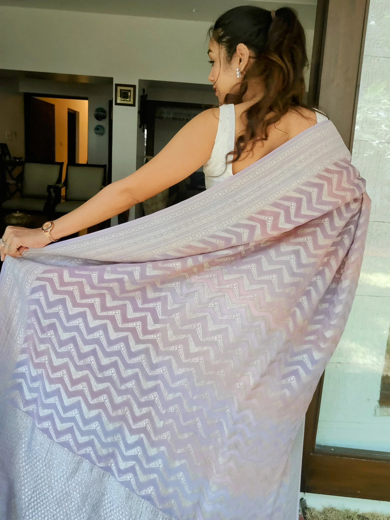 Khaddi Georgette Pure Silk Zig Zag Dupatta