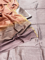 Banarasi Gray Chiniya Silk Dress Material