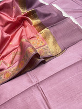 Banarasi Rose Gold Chiniya Silk Dress Material