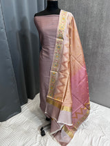 Banarasi Gray Chiniya Silk Dress Material