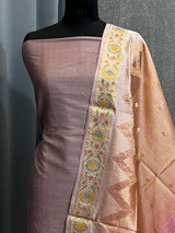 Banarasi Gray Chiniya Silk Dress Material