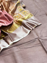 Banarasi Gray Chiniya Silk Dress Material