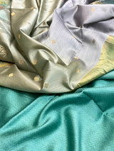 Banarasi Green Chiniya Silk Dress Material