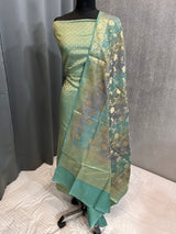 Banarasi Sea Green Chiniya Silk Dress Material