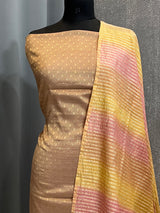 Banarasi Light Brown Munga Silk Dress Material