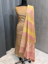 Banarasi Light Brown Munga Silk Dress Material