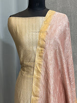 Banarasi  Light Gold Khaddi Georgette Silk Dress Material