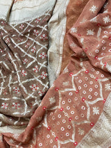 Banarasi Peach Shaded Khaddi Georgette Silk Dress Material