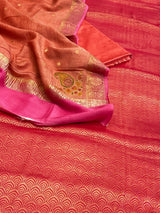 Banarasi Peach Chiffon Silk Dress Material