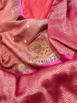Banarasi Peach Chiffon Silk Dress Material
