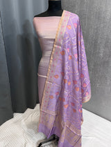 Banarasi Lilac Chiffon Silk Dress Material