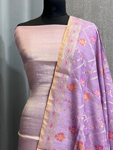 Banarasi Lilac Chiffon Silk Dress Material
