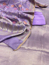 Banarasi Lilac Chiffon Silk Dress Material