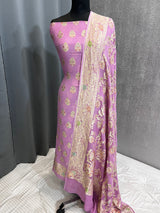Banarasi Orchid Khaddi Georgette Silk Dress Material