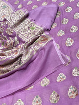 Banarasi Orchid Khaddi Georgette Silk Dress Material