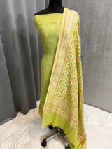 Banarasi Light Green Khaddi Georgette Silk Dress Material