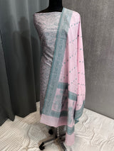 Banarasi Baby Pink Cotton  Dress Maerial