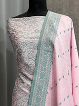 Banarasi Baby Pink Cotton  Dress Maerial