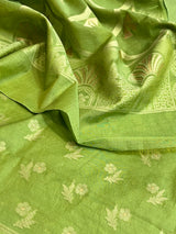 Banarasi Green Cotton Silk Dress Material