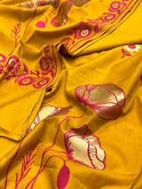 Banarasi Mustard Cotton Silk Dress Material