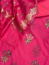 Banarasi Hot Pink Cotton Silk Dress Material