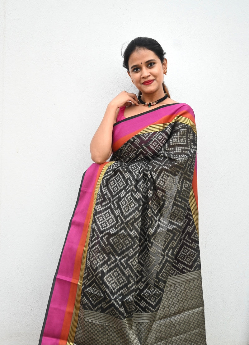 Black Silk Blend Resham Jaal Banarasi Saree