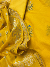 Banarasi Mustard Cotton Silk Dress Material