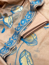 Banarasi Light Brown Cotton Dress Material