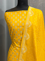 Banarasi Mustard Cotton Silk Dress Material