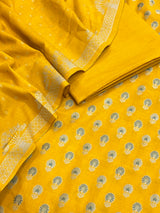 Banarasi Mustard Cotton Silk Dress Material