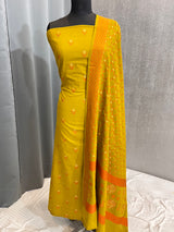 Banarasi Mustard Cotton Dress Material